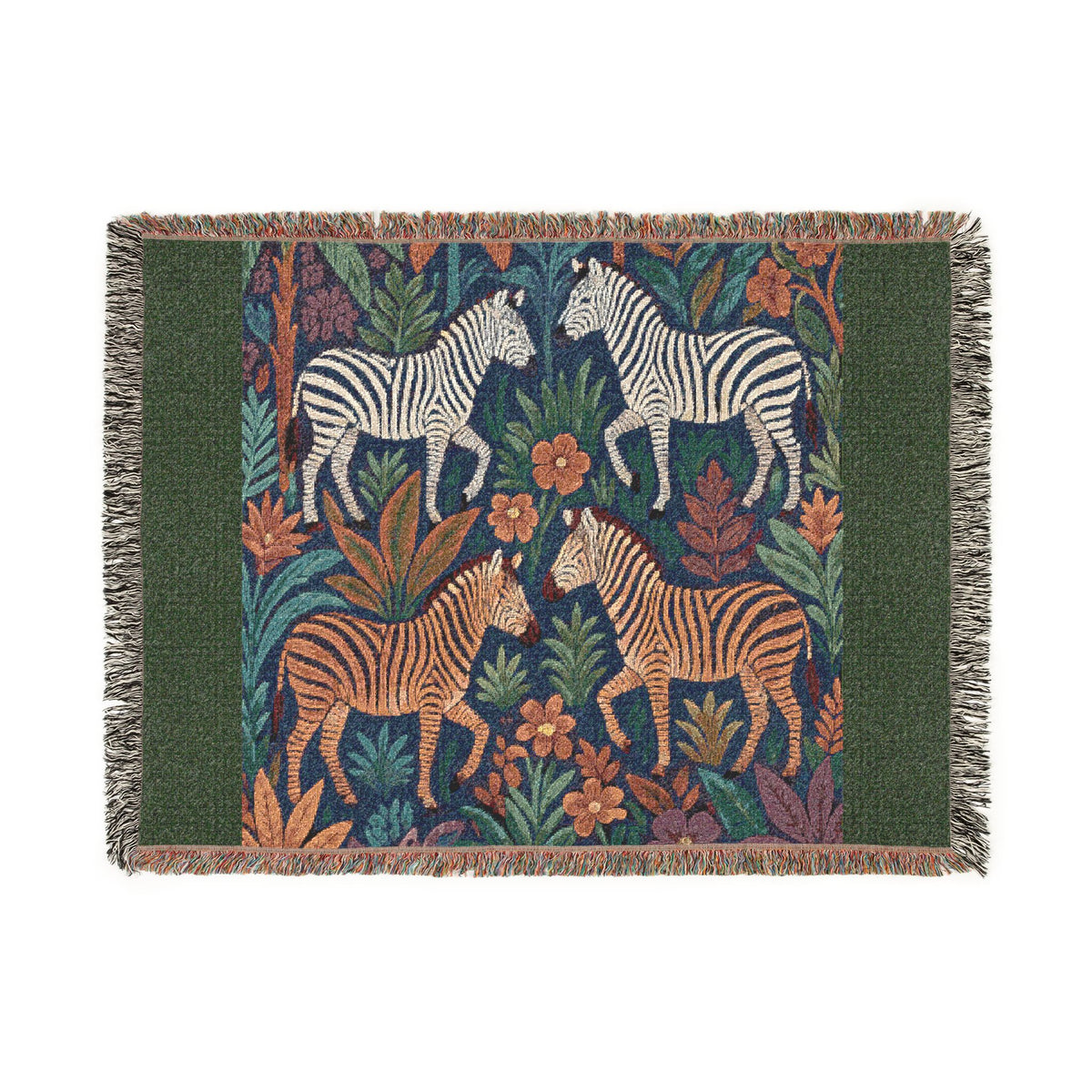 Zebra Jungle Tapestry Woven Blanket | Boho Animal Pattern