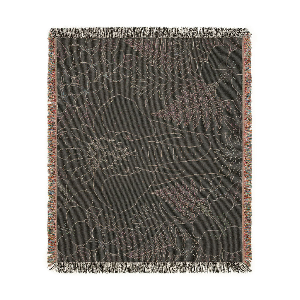 Floral Elephant Woven Blanket | Pastel Boho Jungle Throw