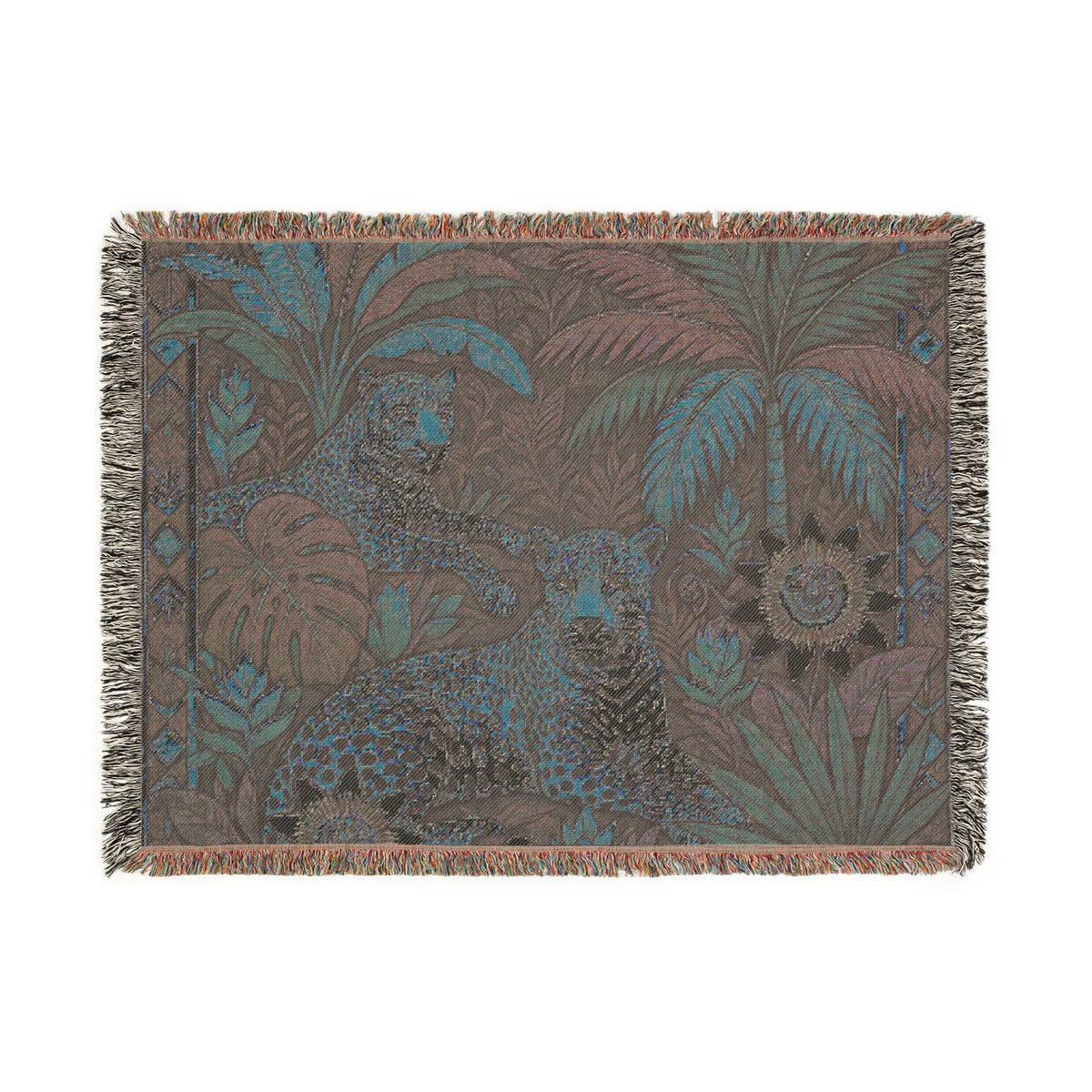 Tropical Leopard Tapestry Woven Blanket | Jungle Animal Throw