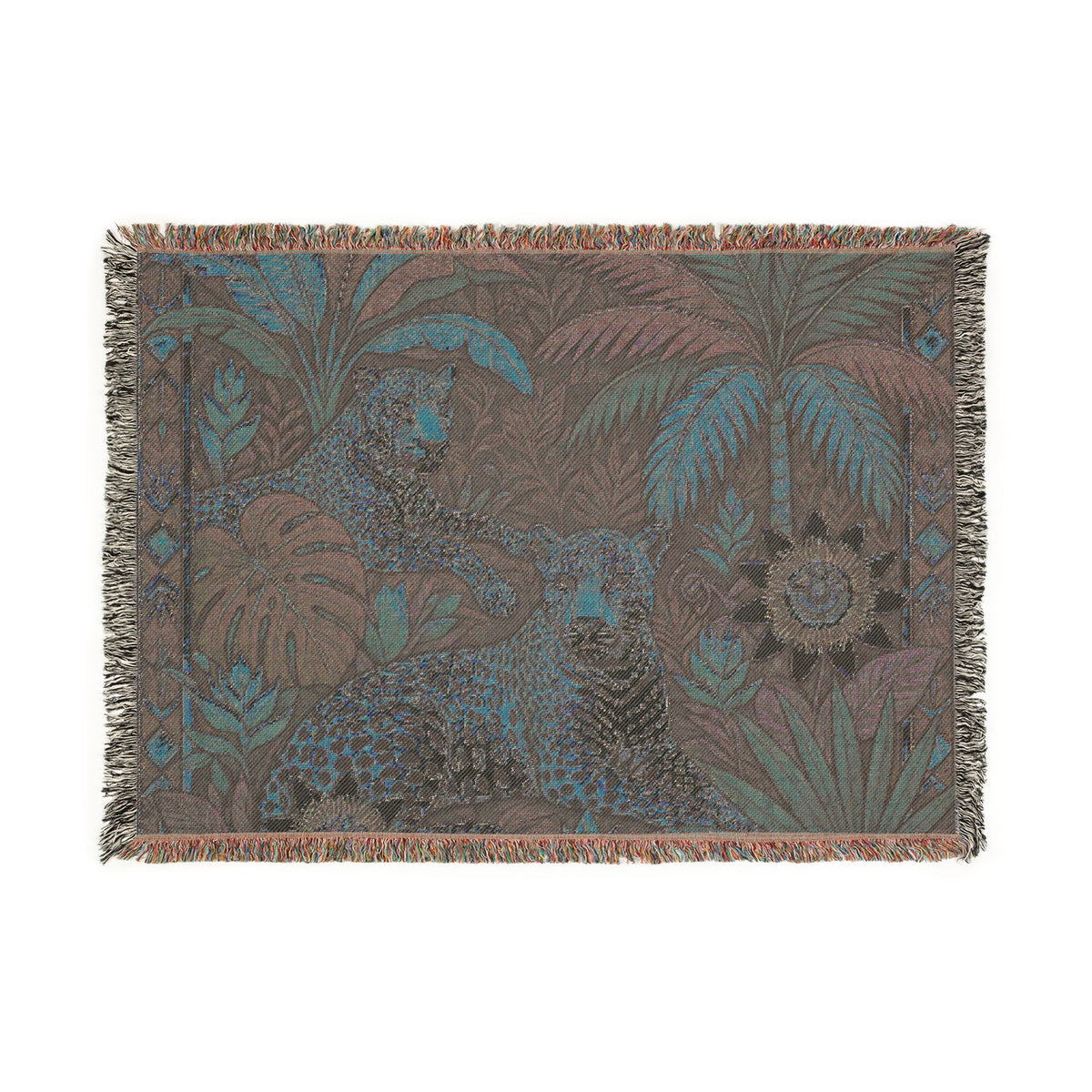 Tropical Leopard Tapestry Woven Blanket | Jungle Animal Throw