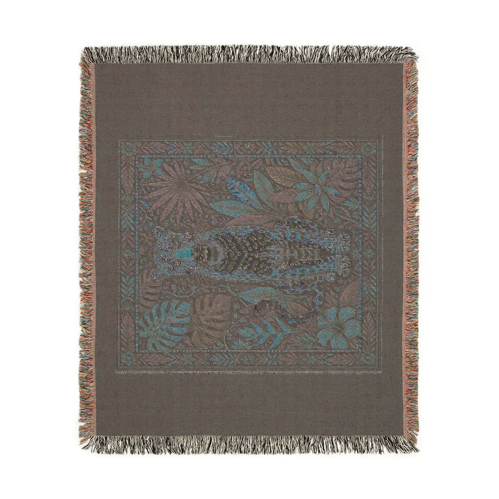 Vintage Mosaic Cheetah Woven Blanket | Jungle Leaves Tapestry Throw