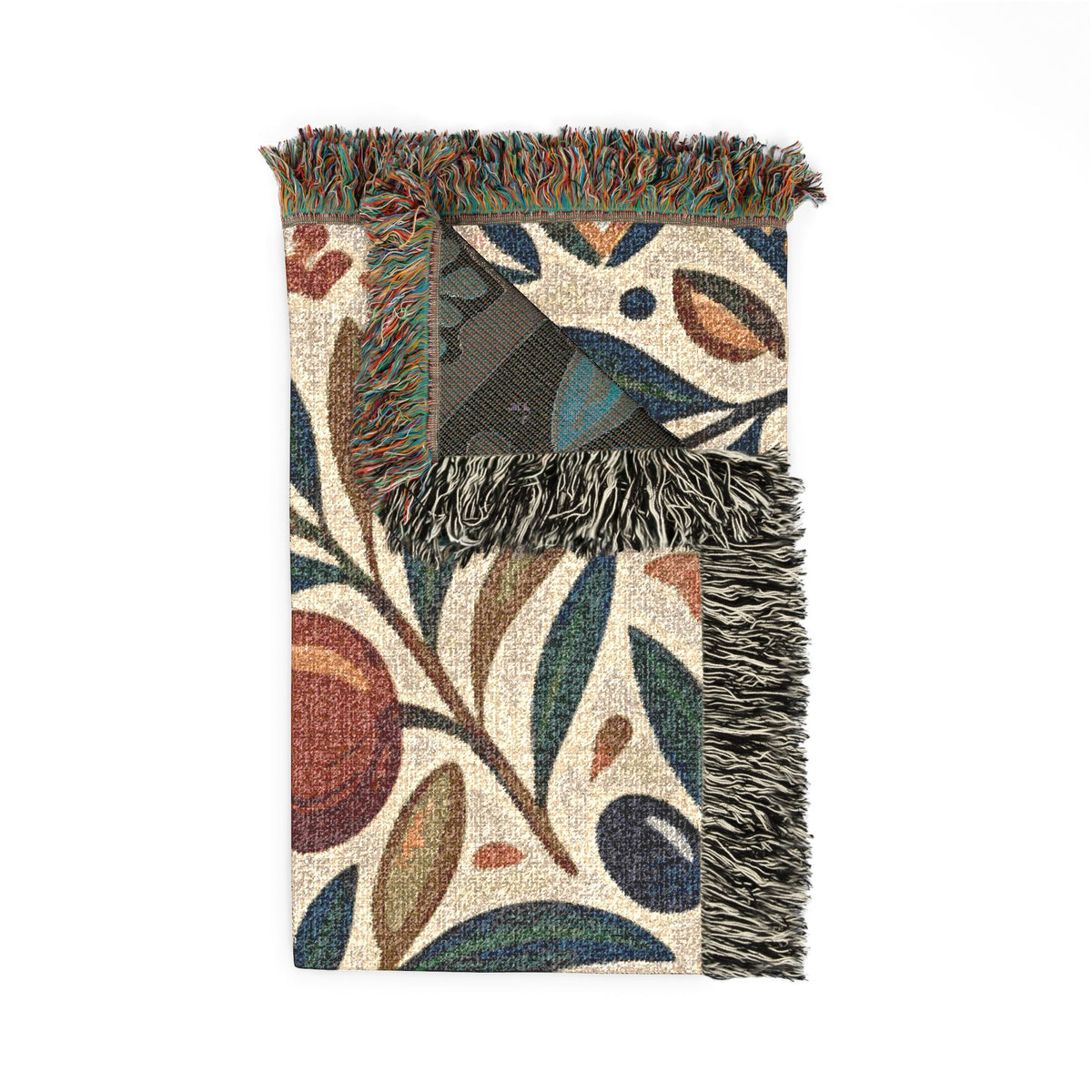 Pomegranate Olive Branch Woven Blanket | Botanical Throw
