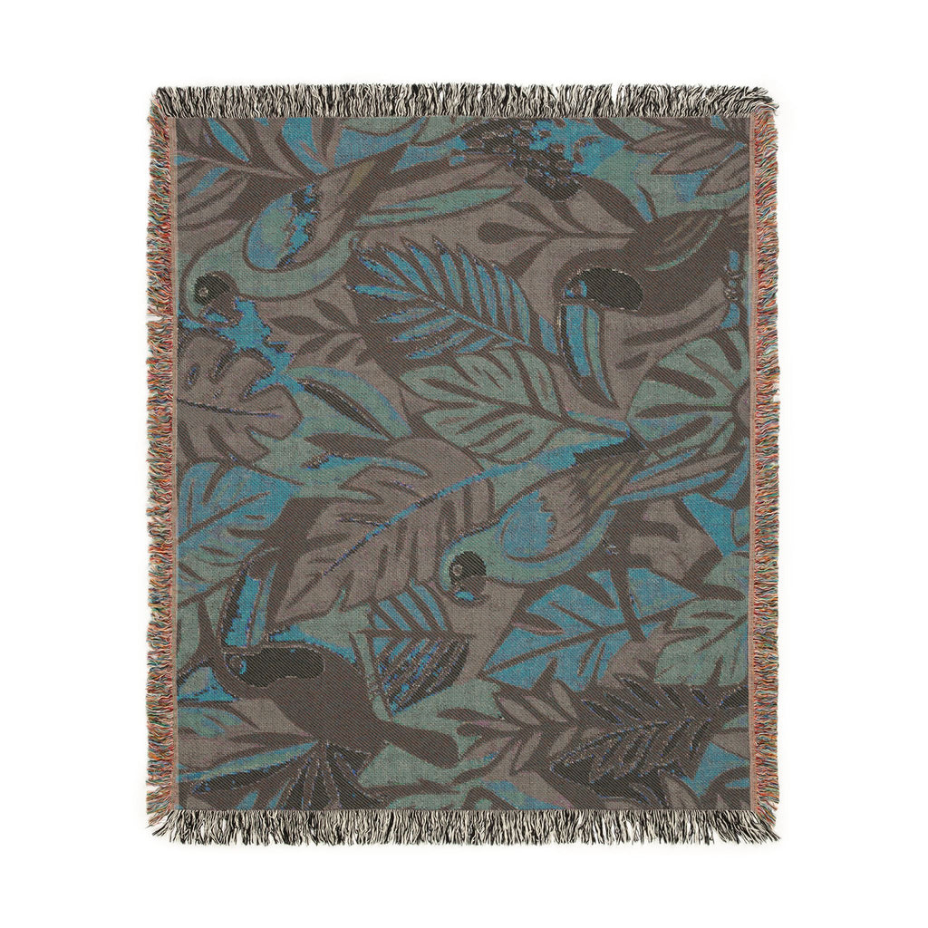 Bold Tropical Woven Blanket, Tropical Leaves Pattern Throw