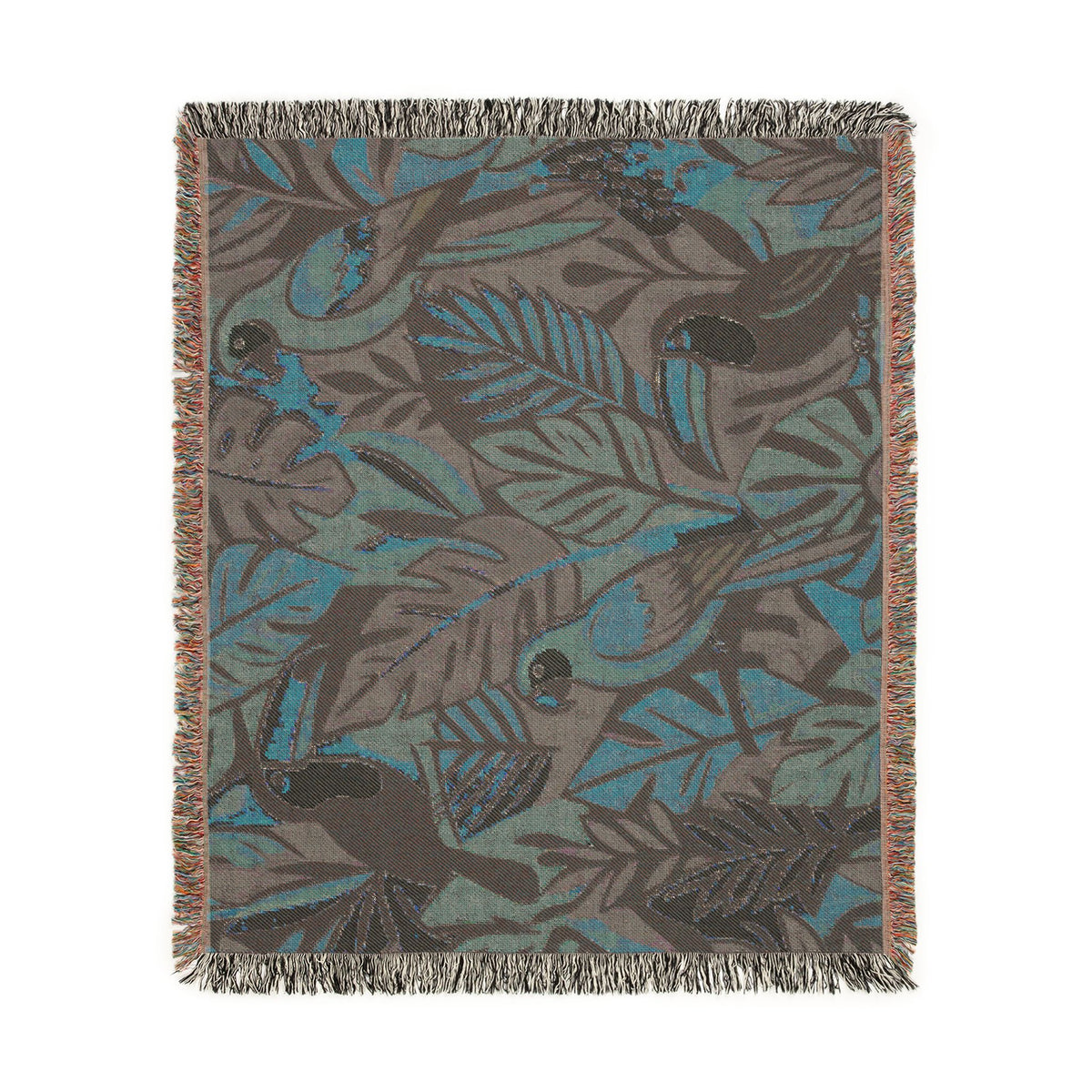 Bold Tropical Woven Blanket, Tropical Leaves Pattern Throw