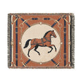 Equestrian Chic Woven Blanket | Horse Pattern Throw