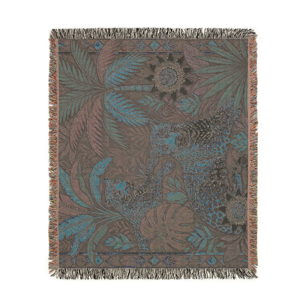 Tropical Leopard Tapestry Woven Blanket | Jungle Animal Throw