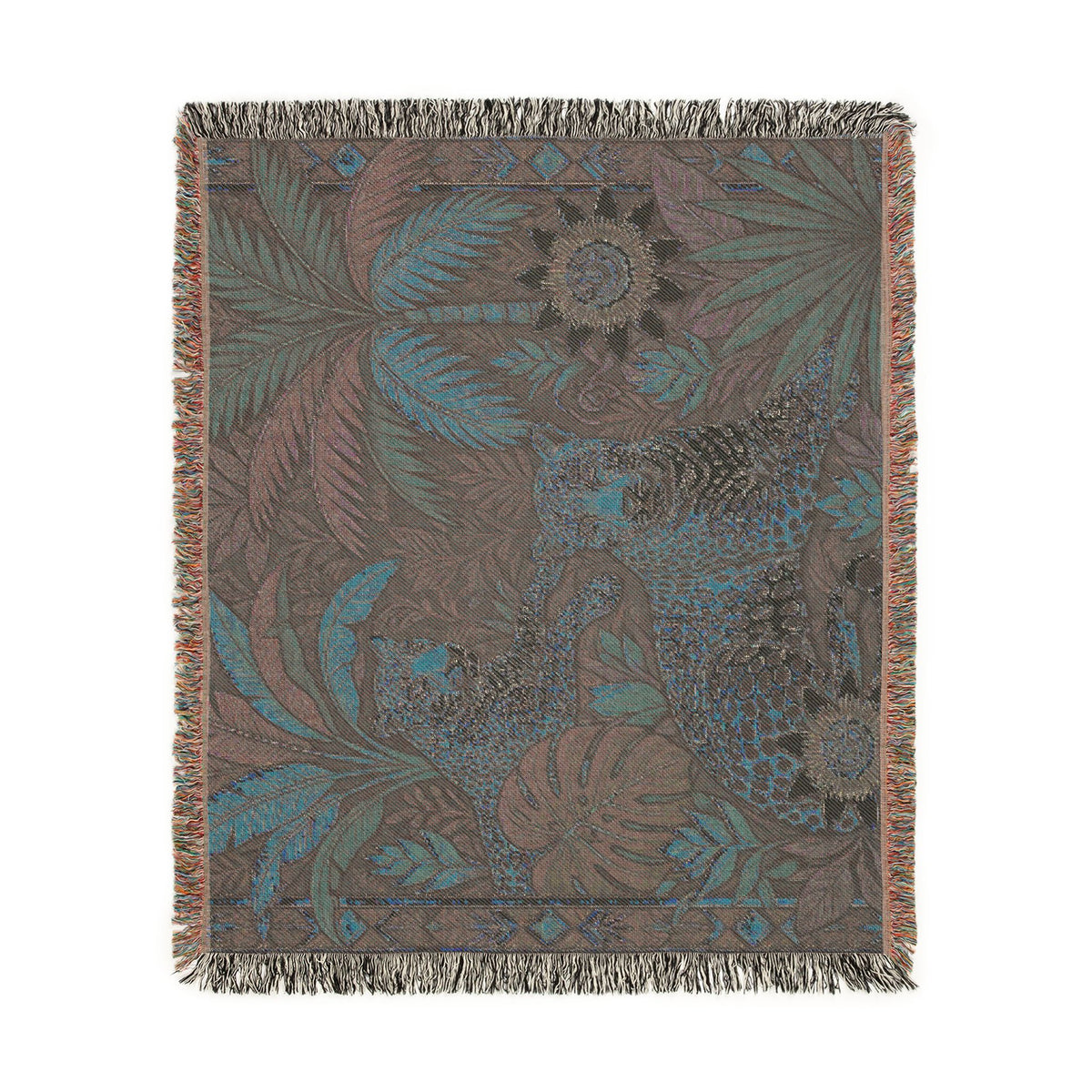 Tropical Leopard Tapestry Woven Blanket | Jungle Animal Throw