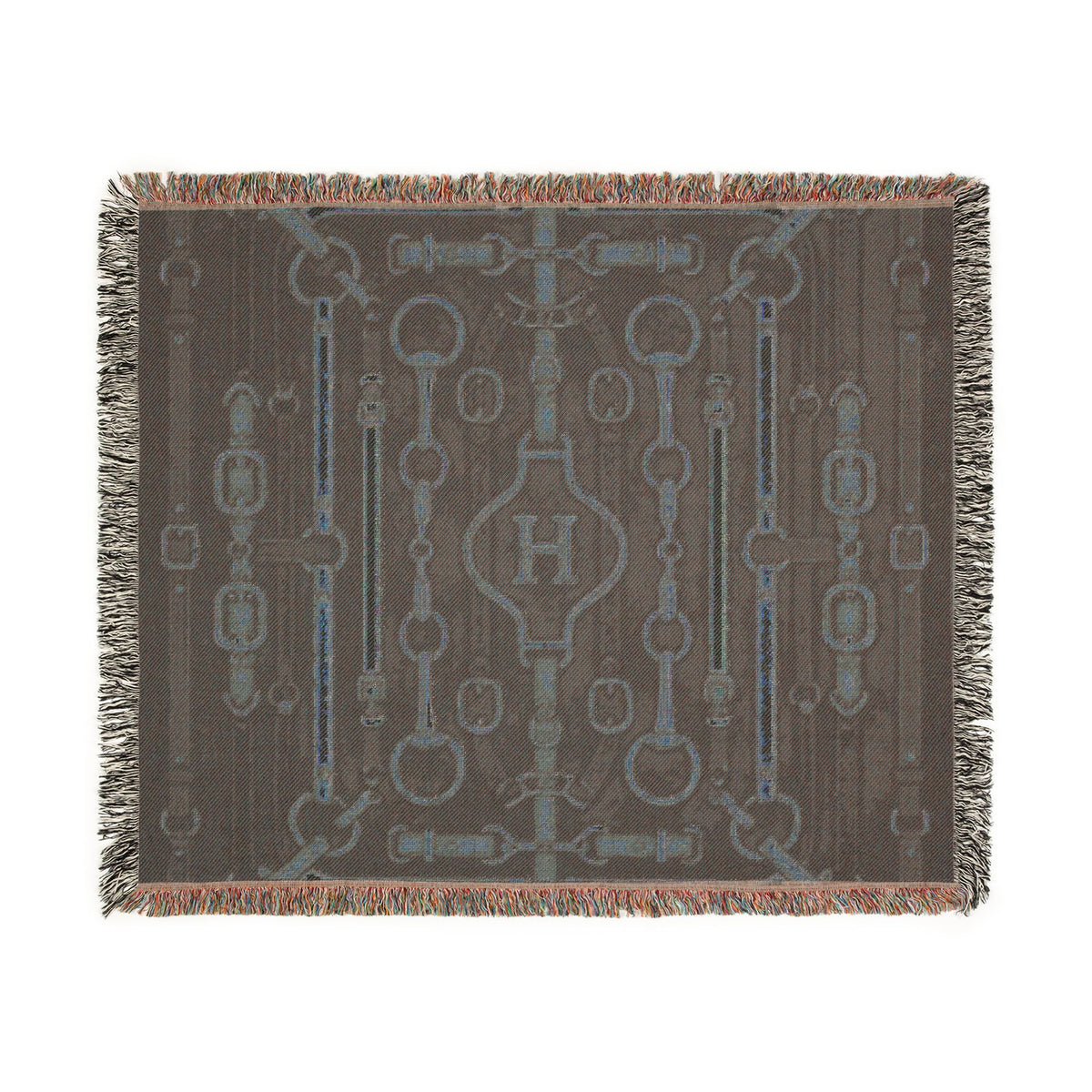 Equestrian Chain Pattern Woven Blanket | Horsebit Luxury Design