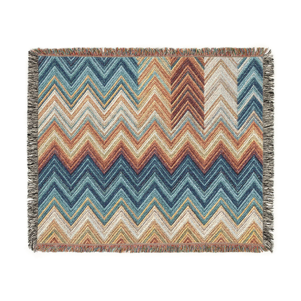 Chevron Aztec Pattern Woven Blanket | Southwestern Throw, Fringe Edge