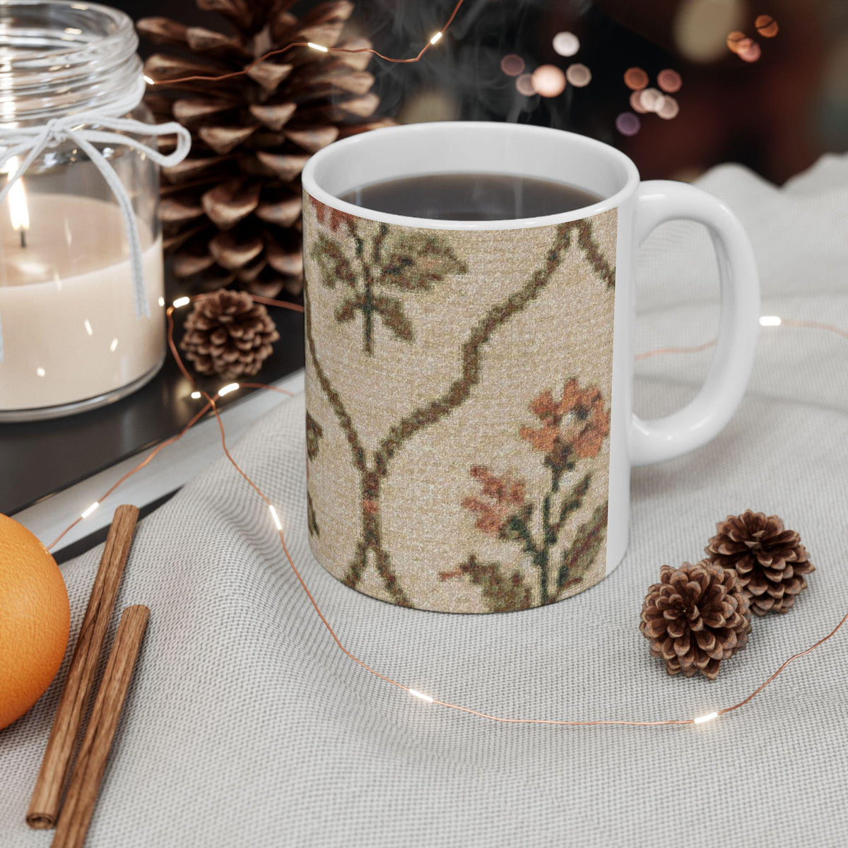 Vintage Floral Pattern Mug | Persian Rug Inspired Ceramic Mug