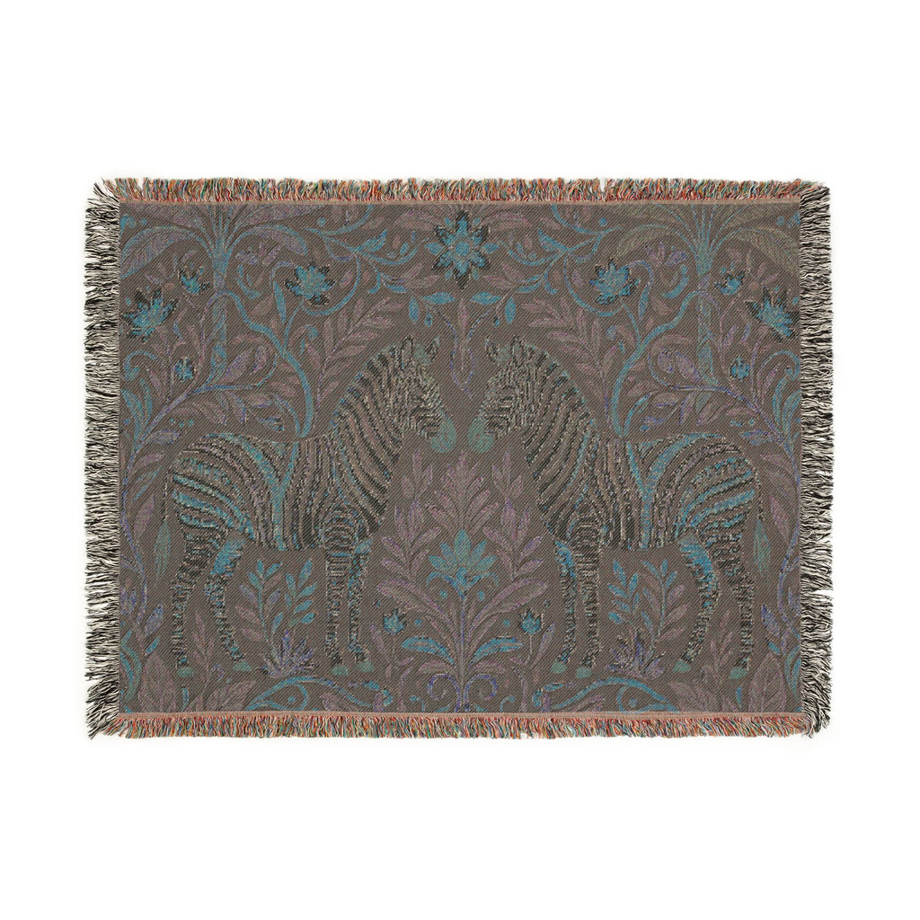 Zebra Tapestry Woven Blanket | Boho Vintage Floral Motif