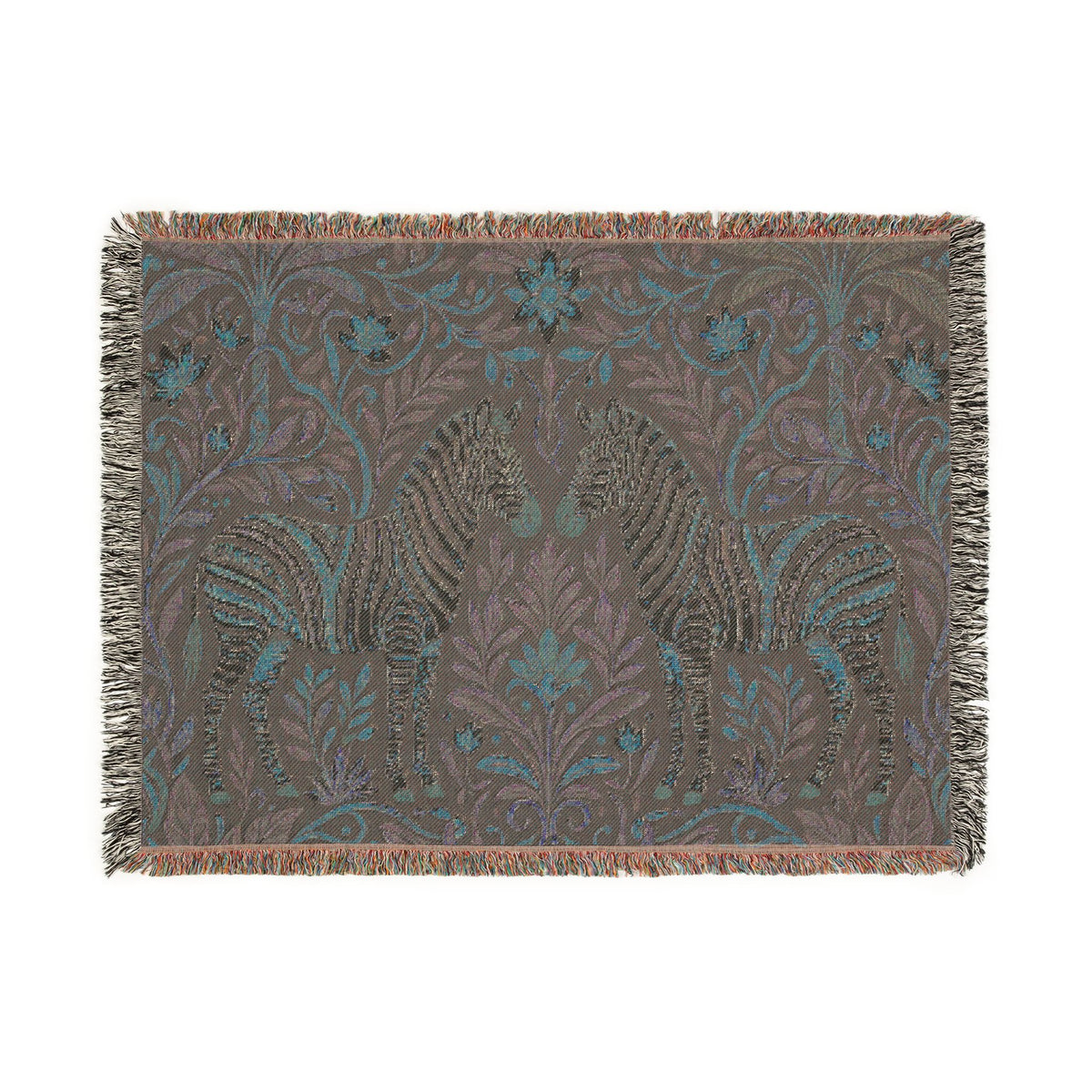 Zebra Tapestry Woven Blanket | Boho Vintage Floral Motif