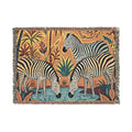 Zebra Tapestry Woven Blanket | Safari Animal Throw, Decorative Fringe Blanket