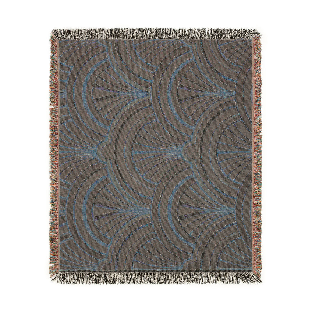 Art Deco Fan Pattern Woven Blanket | Geometric Throw, Vintage 1920s Inspired