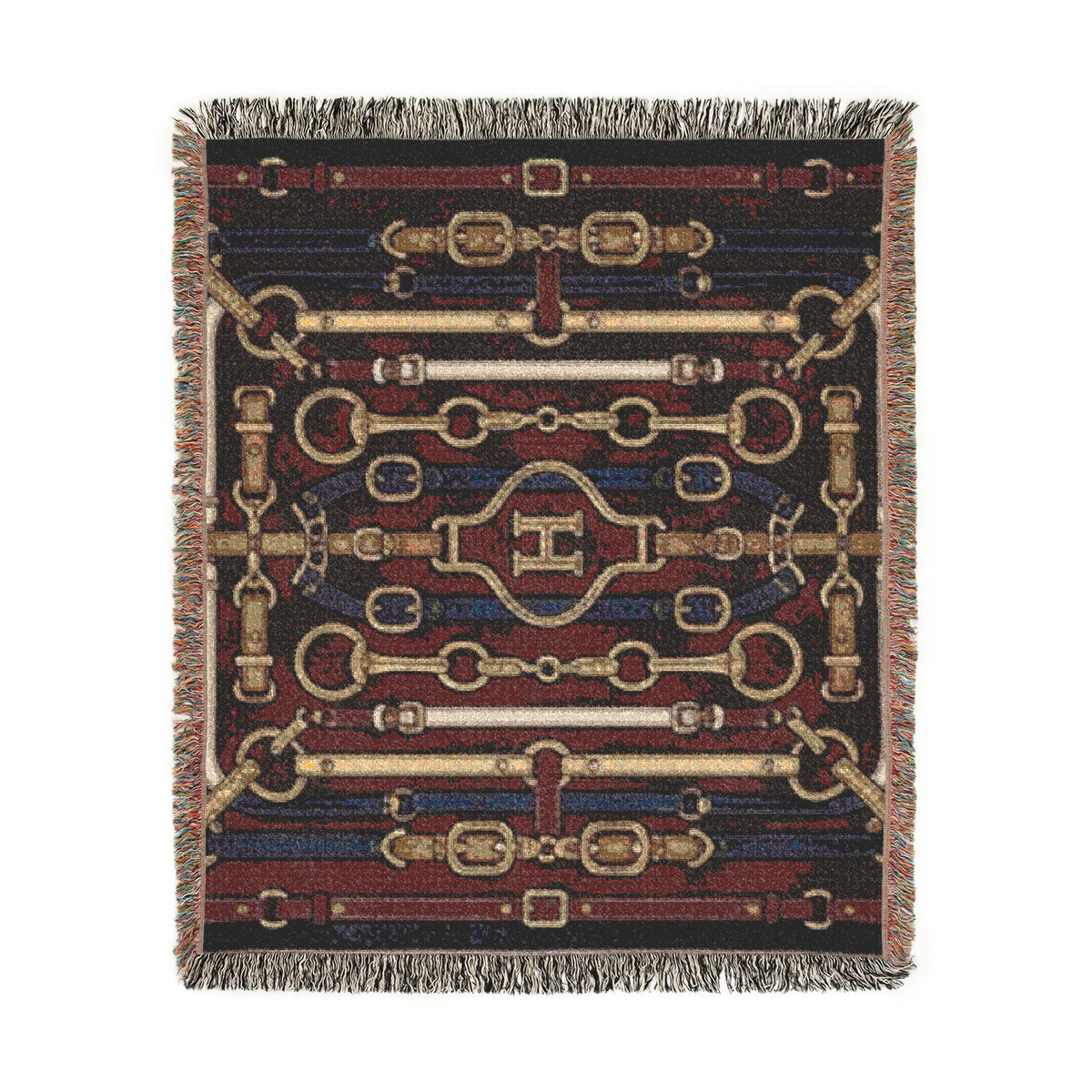 Equestrian Chain Pattern Woven Blanket | Horsebit Luxury Design