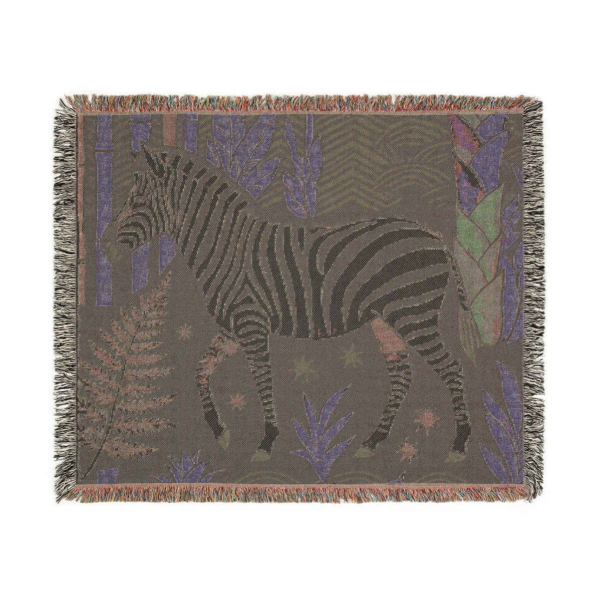 Zebra Jungle Woven Blanket | Tropical Safari Throw