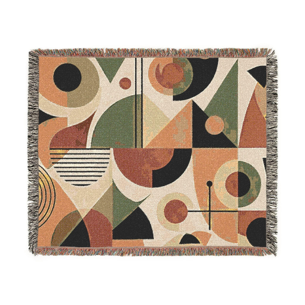 Mid-Century Mod Geometric Woven Blanket | Retro Modern Throw