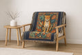 Vintage Mosaic Cheetah Woven Blanket | Jungle Leaves Tapestry Throw