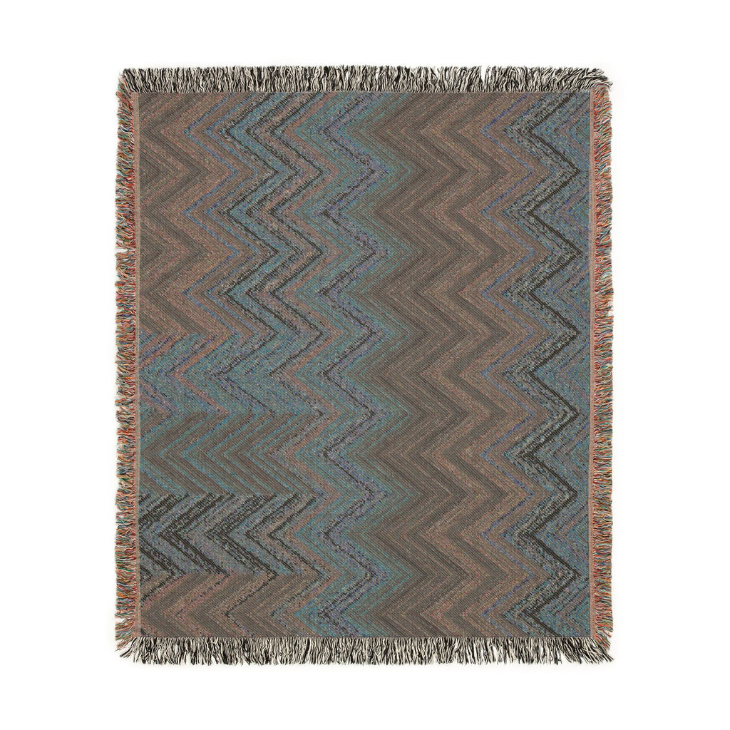 Chevron Aztec Pattern Woven Blanket | Southwestern Throw, Fringe Edge