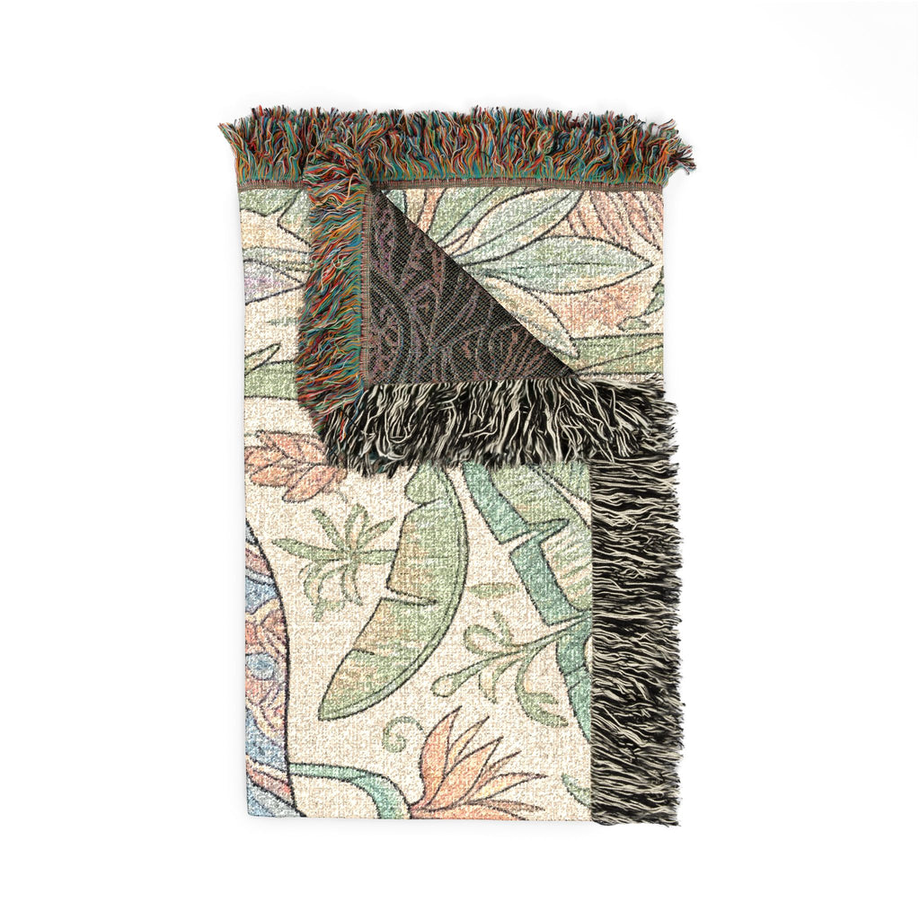 Boho Elephant Family Woven Blanket | Tapestry Throw, Jungle Floral