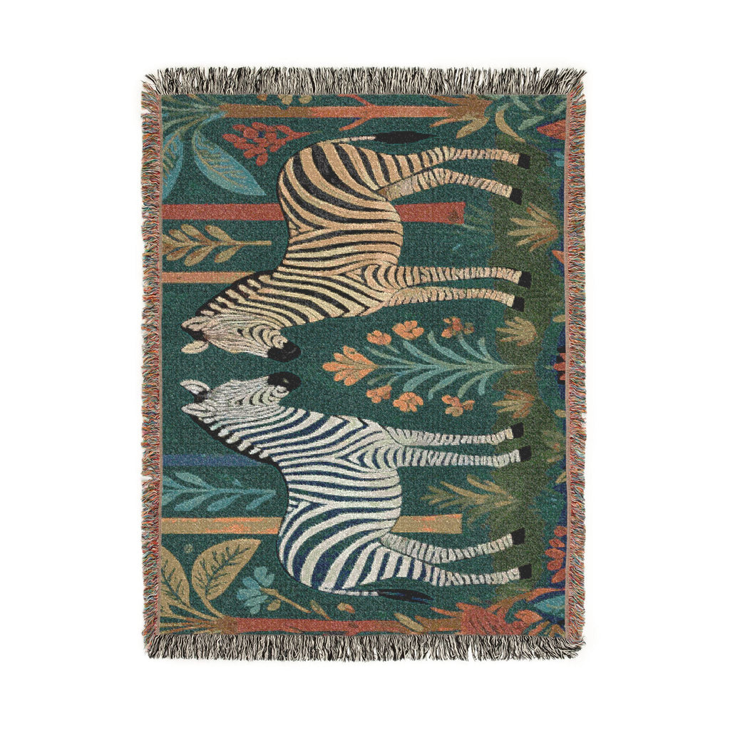 Zebra Tapestry Woven Blanket | Boho Safari Animal Throw