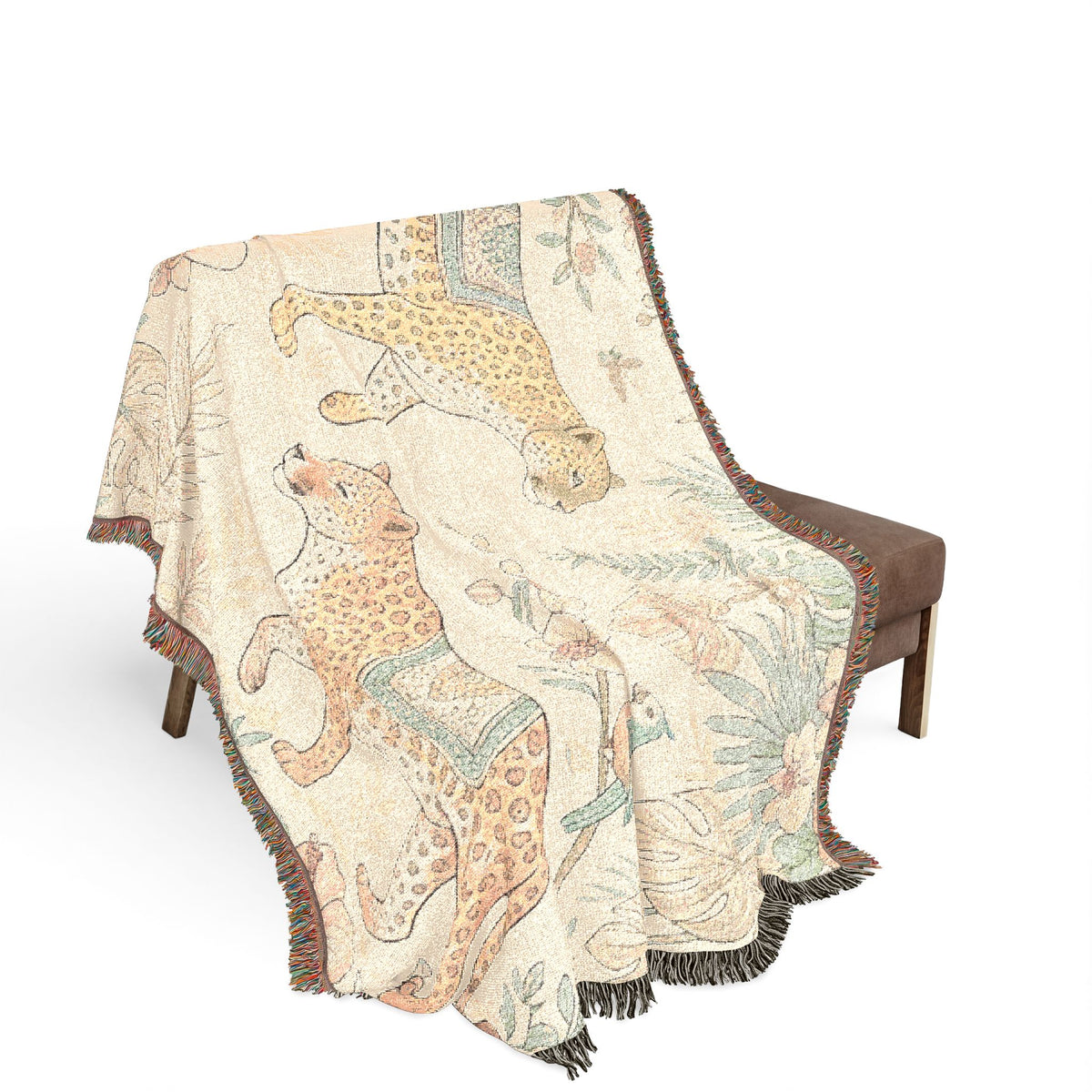 Tropical Leopard Woven Blanket I Animal Throw