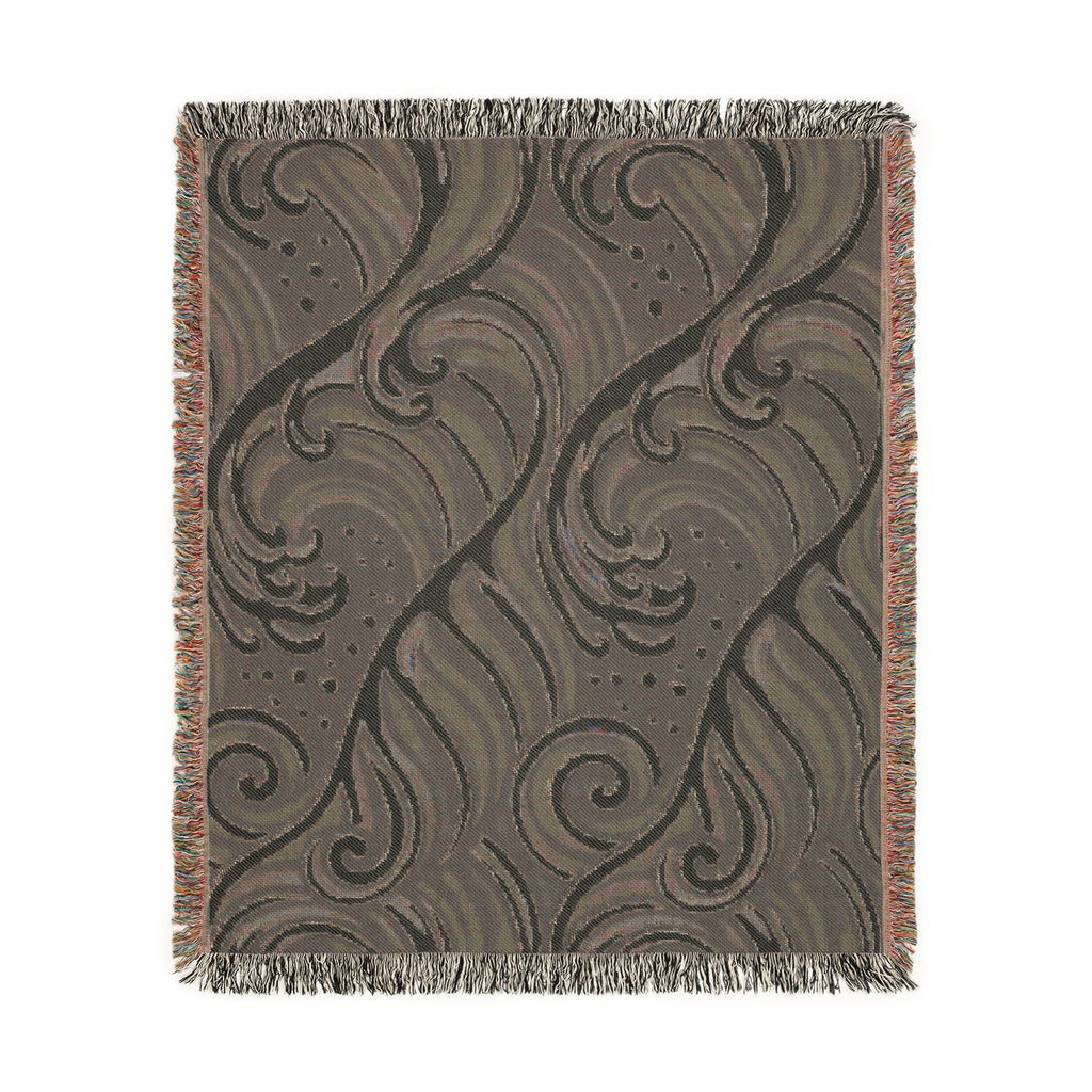 Ocean Wave Pattern Woven Blanket | Nautical Blue Throw