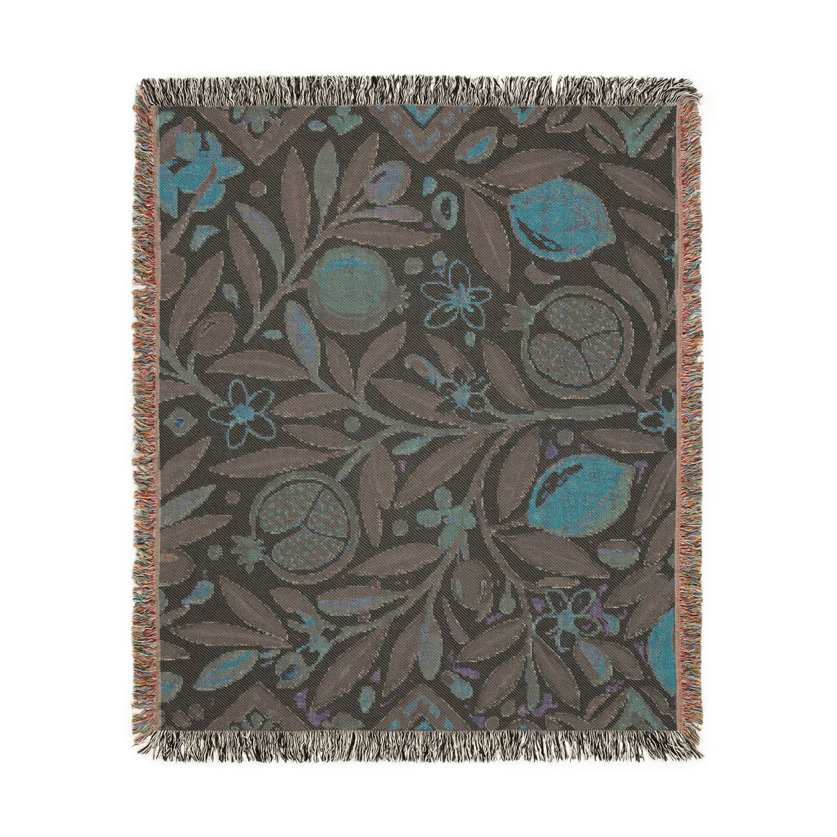 Pomegranate Olive Branch Woven Blanket | Botanical Throw