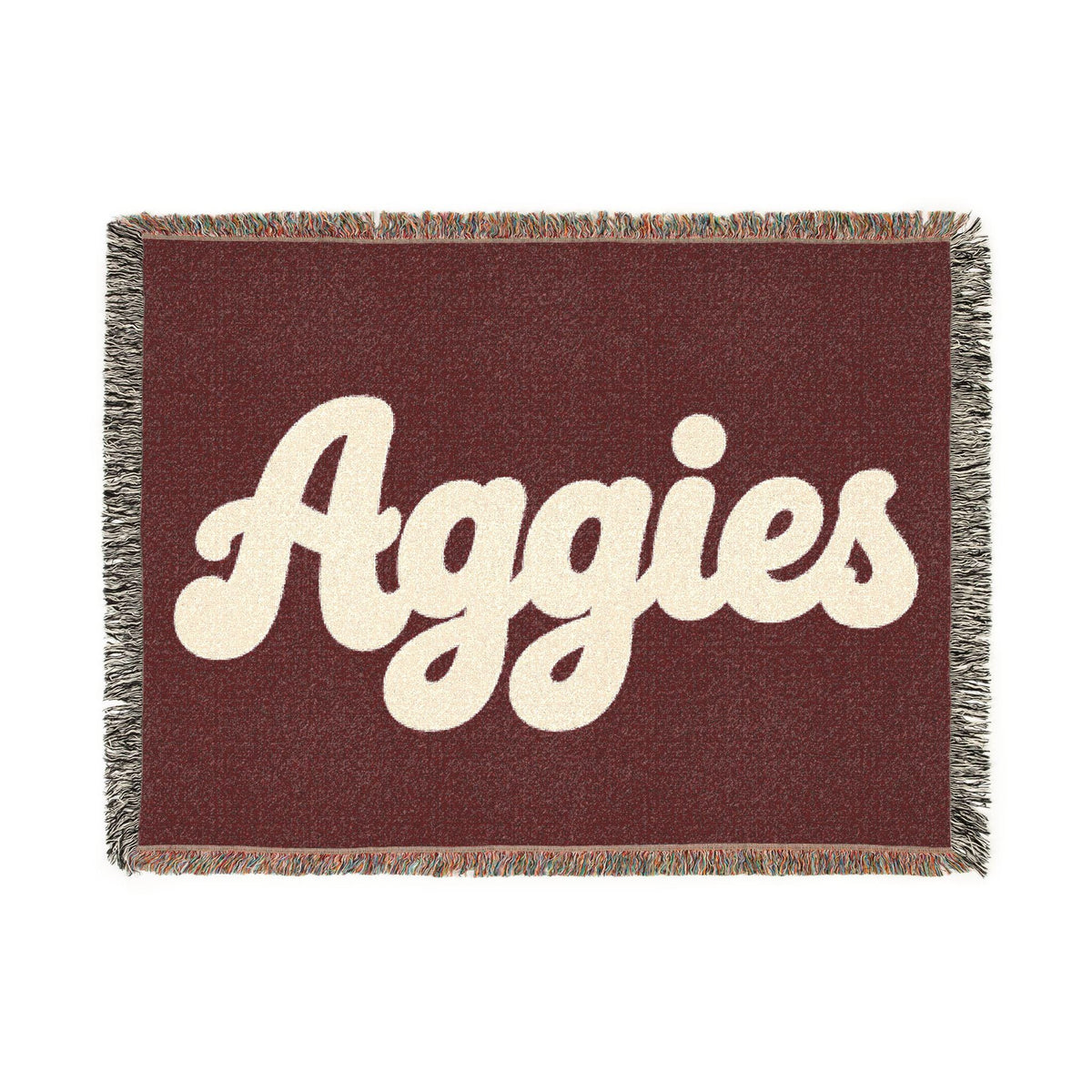 Aggies Script Woven Blanket | Retro Team Lettering, Maroon Cream
