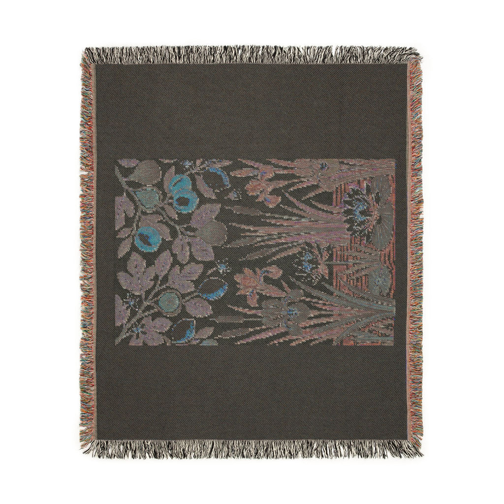 Botanical Panel Woven Blanket | Floral Fruit Tapestry Throw