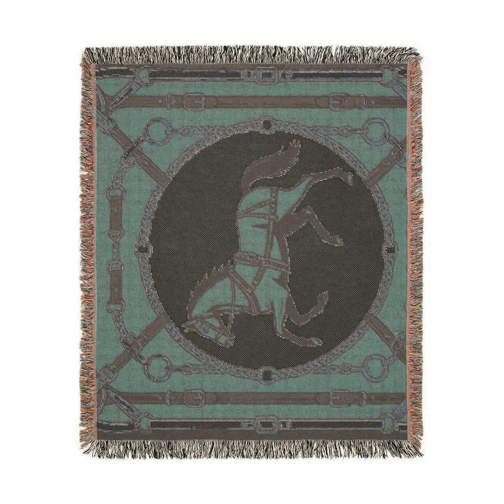 Equestrian Chic Woven Blanket | Horse Pattern Throw