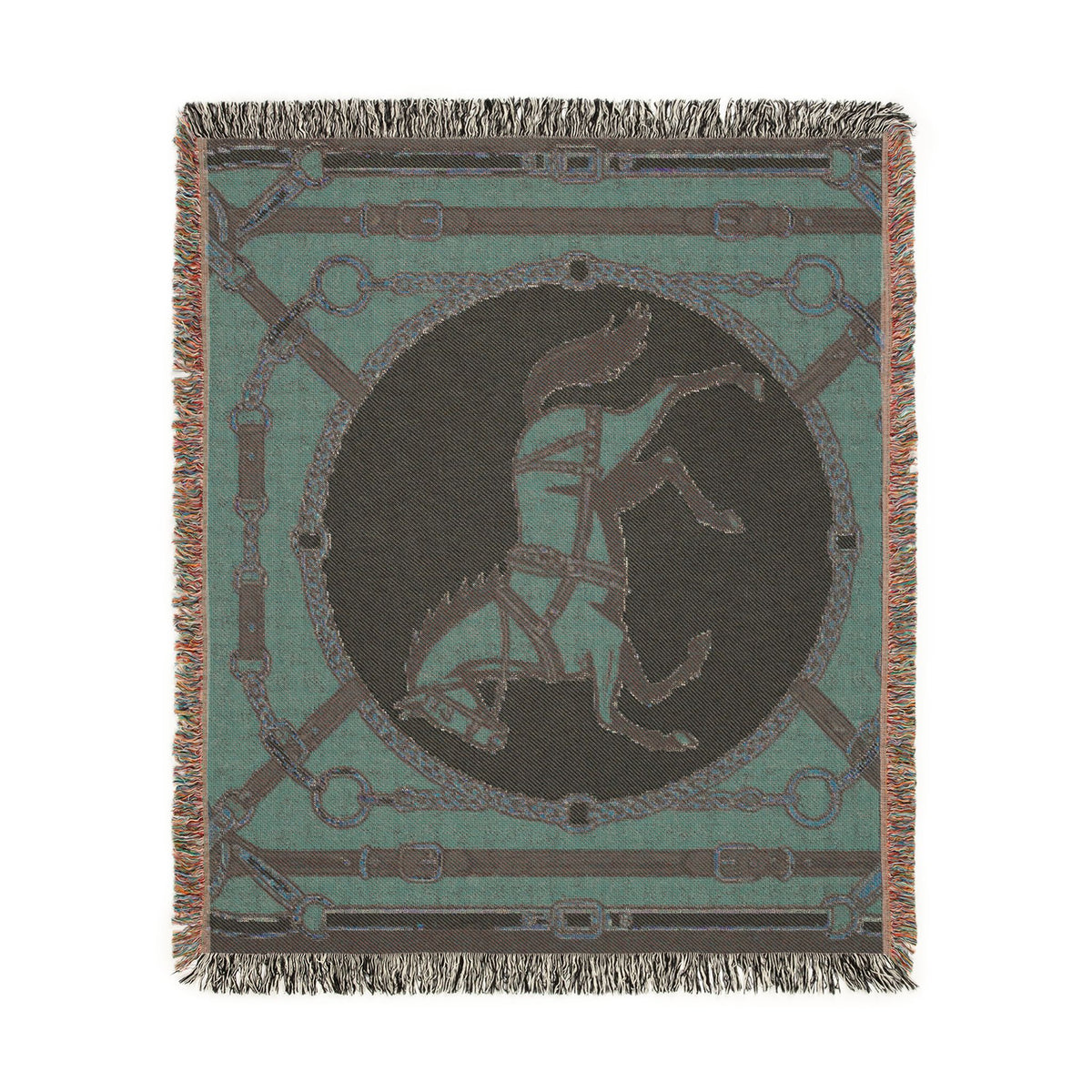 Equestrian Chic Woven Blanket | Horse Pattern Throw