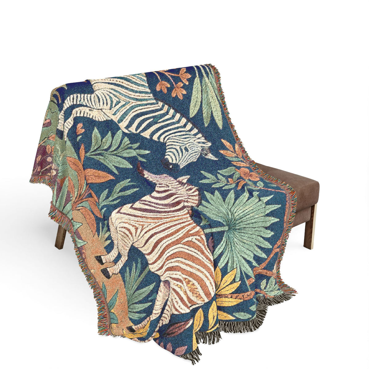 Jungle Zebra Tapestry Woven Blanket | Safari Animal Throw