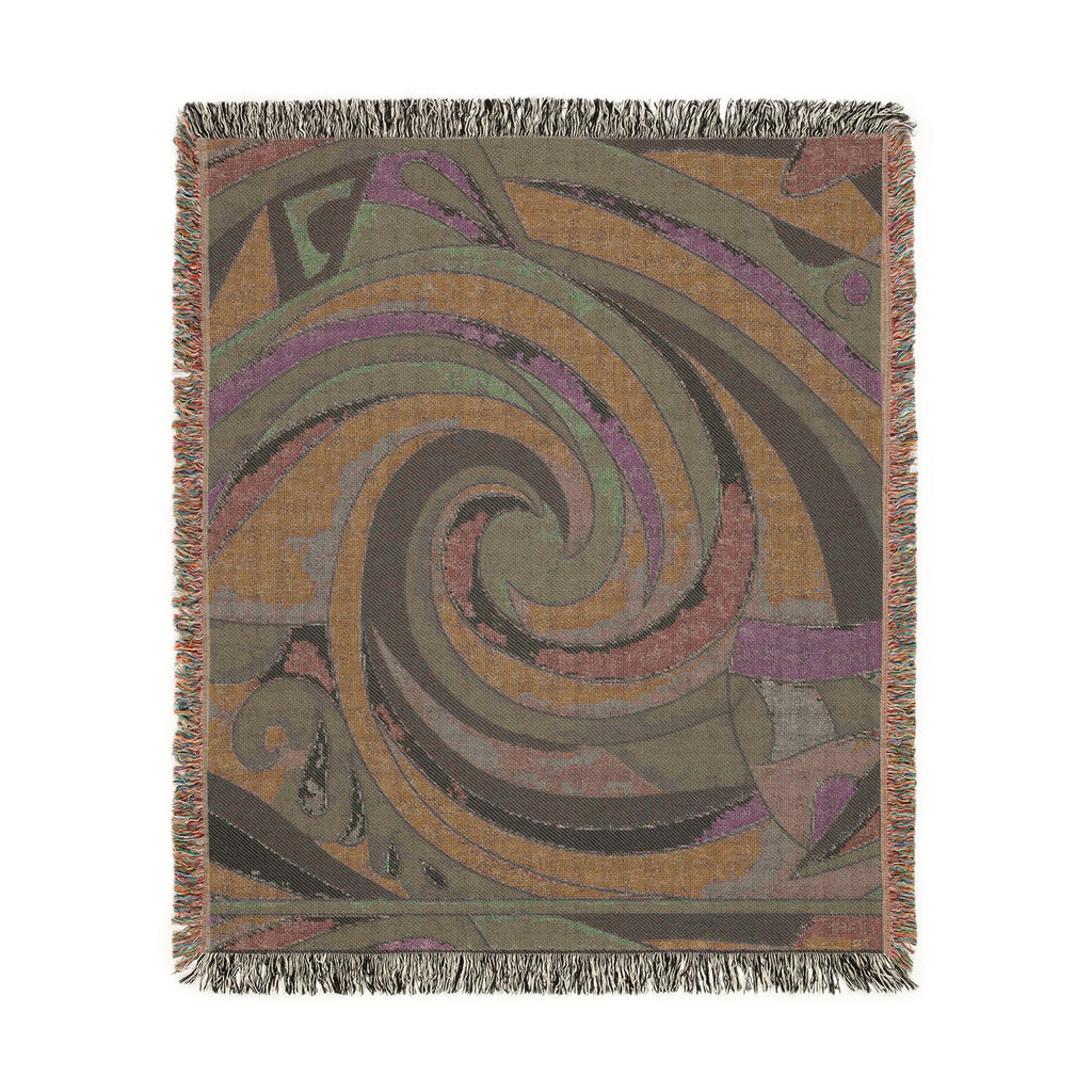 Swirling Abstract Spiral Woven Blanket | Geometric Mosaic Throw