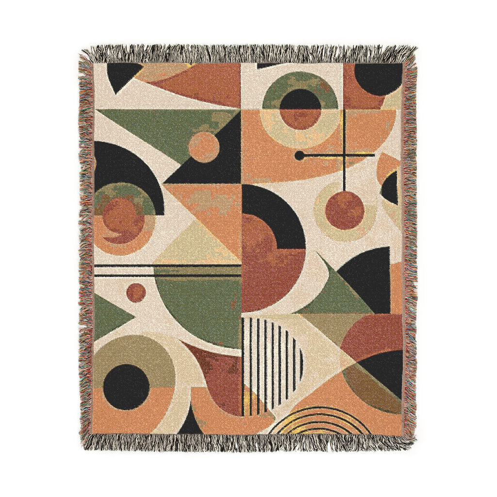 Mid-Century Mod Geometric Woven Blanket | Retro Modern Throw