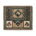 Equestrian Horse Bit Pattern Woven Blanket | Horse Head, Bridles, Stirrups