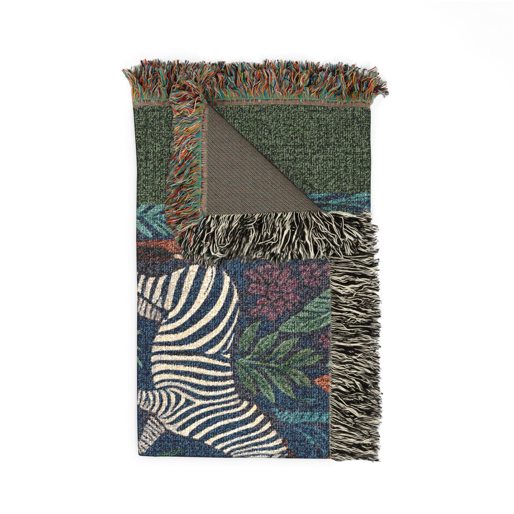 Zebra Jungle Tapestry Woven Blanket | Boho Animal Pattern