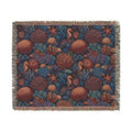 Underwater Coral Reef Woven Blanket | Seahorses, Starfish, Ocean Tapestry Throw