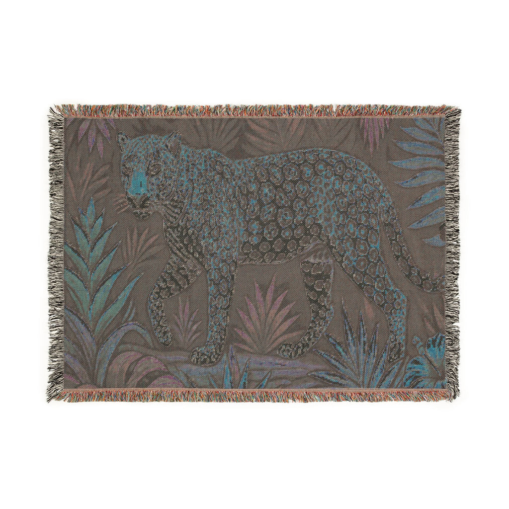 Leopard Jungle Tapestry Woven Blanket | Botanical Animal Throw