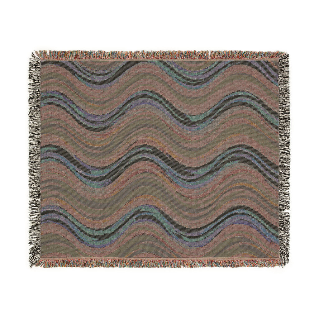 Ocean Wave Pattern Woven Blanket | Blue Teal Coastal Throw