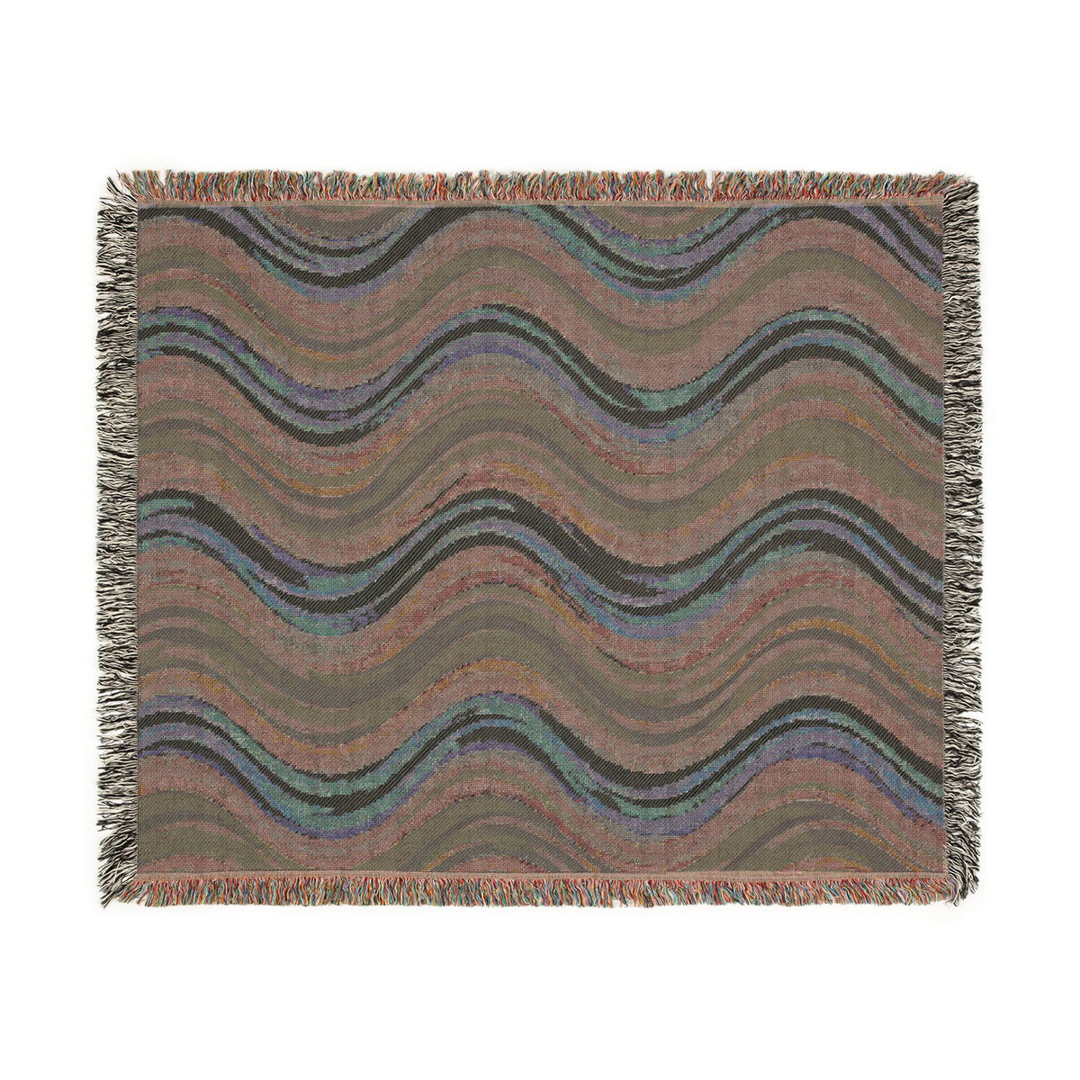 Ocean Wave Pattern Woven Blanket | Blue Teal Coastal Throw