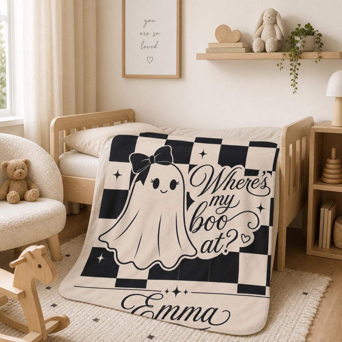 Where's My Boo At? Ghost Sherpa Fleece Blanket | Personalized Name Option