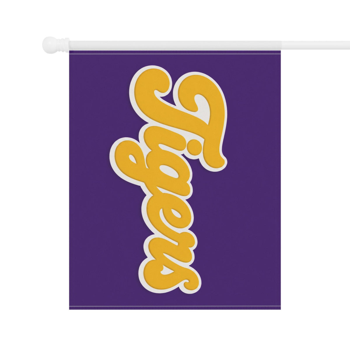 Tigers Garden Flag | Purple Gold Script Outdoor House Banner