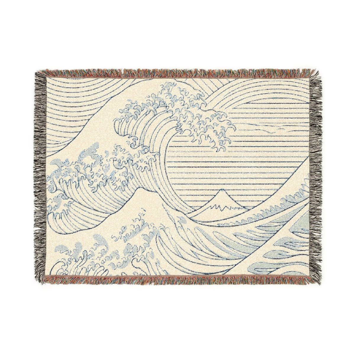 Wave Woven Blanket | Japanese Ocean Tapestry Throw