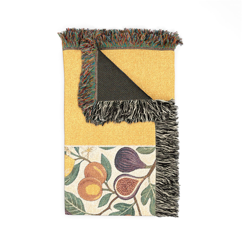 Botanical Panel Woven Blanket | Floral Fruit Tapestry Throw