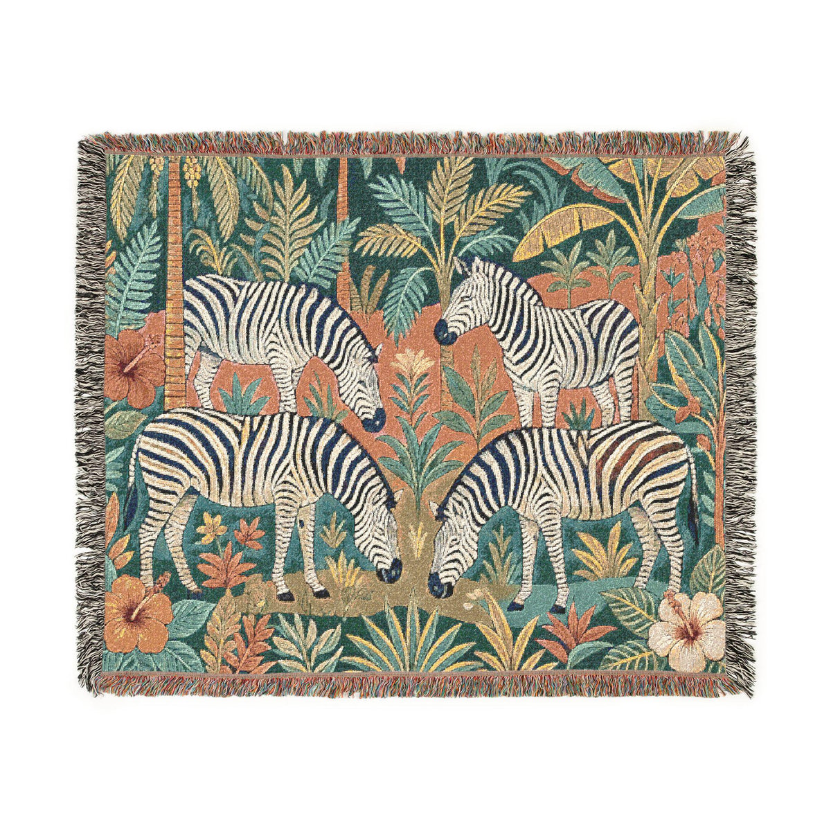 Zebra Safari Tapestry Woven Blanket | Animal Jungle Throw, Boho Home Décor