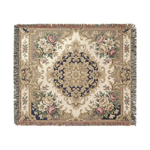 Baroque Floral Woven Blanket | Elegant Vintage Ornamental Throw
