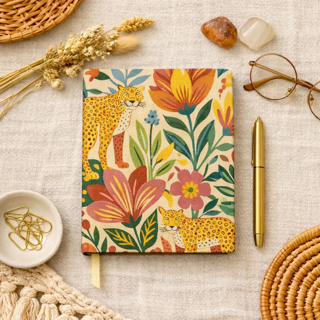 Floral Leopard Pattern Hardcover Journal | Matte