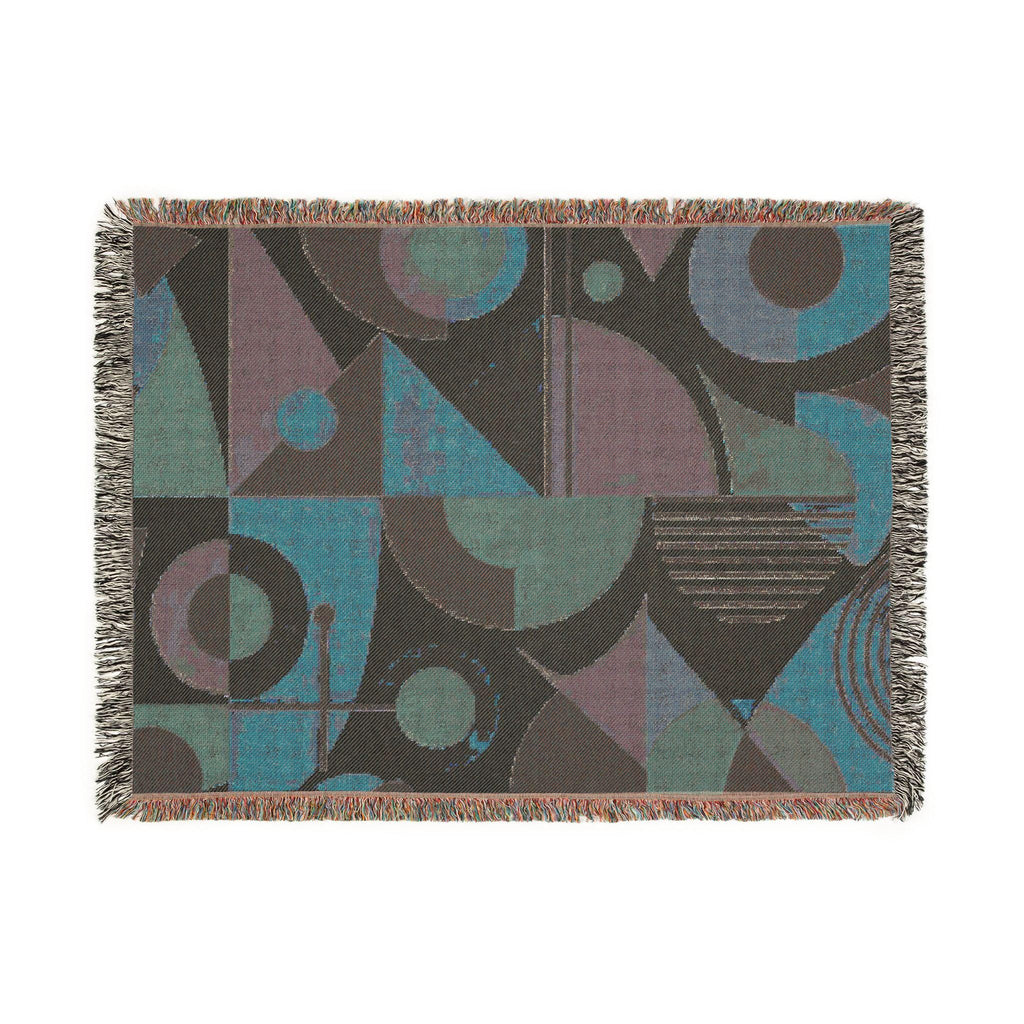 Mid-Century Mod Geometric Woven Blanket | Retro Modern Throw