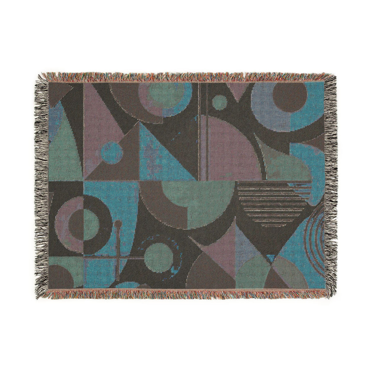 Mid-Century Mod Geometric Woven Blanket | Retro Modern Throw